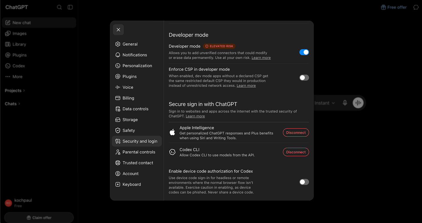 The Developer mode toggle is enabled