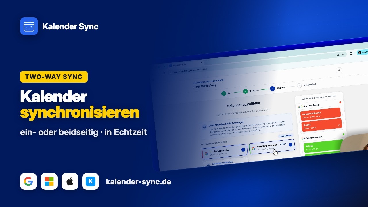 Kalender synchronisieren: Outlook, Google & iCloud – ein- oder beidseitig