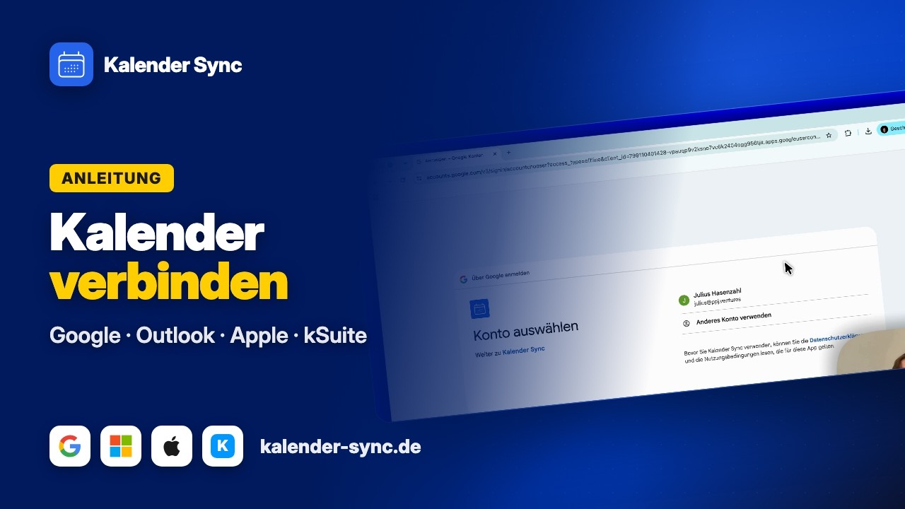 Kalender verbinden in Kalender Sync – Google, Outlook & Apple in 2 Minuten